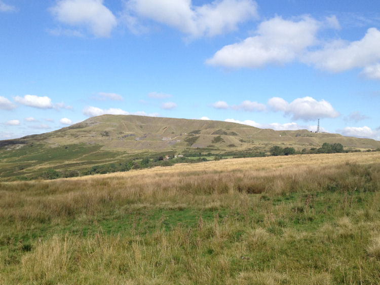 Titterstone Clee and its disused quarries, seen from Dhustone