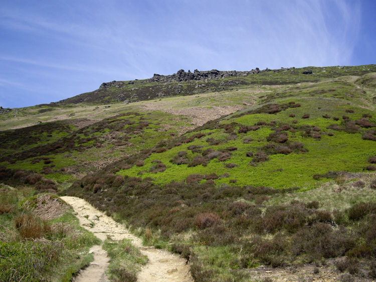 Looking up from Grindsbrook Clough at our lunch stop