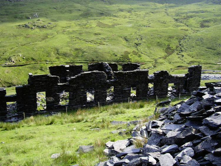 The quarrymen's barracks and old works of the South Snowdon Slate Quarry