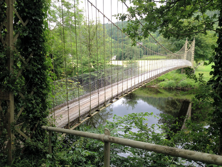 The suspension footbridge over the River Conwy