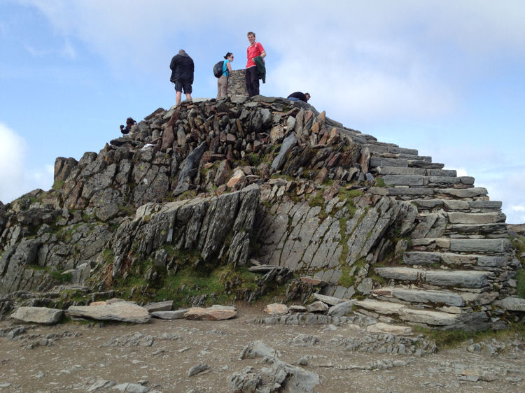 The Snowdon summit (1085m), cairn and and triangulation station