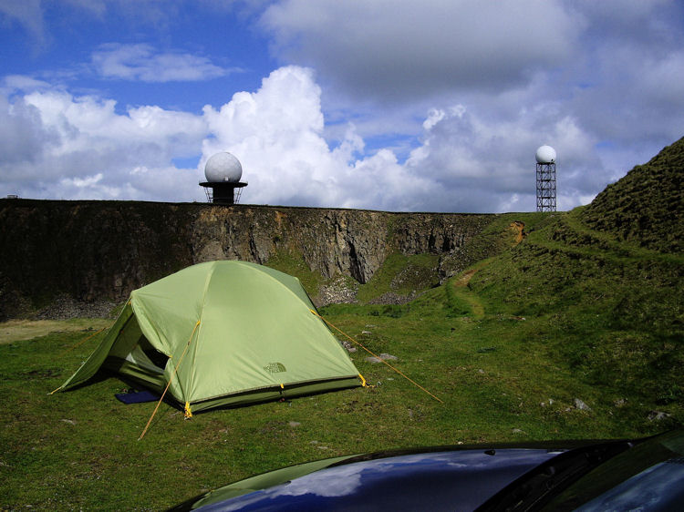 Camp above the quarry on Titterstone Clee