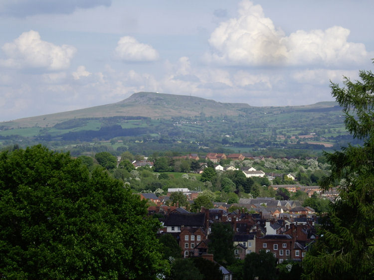 View of Titterstone Clee Hill behind Ludlow