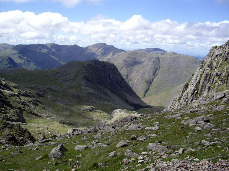 Looking back down from Broad Crag col