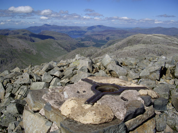 The triangulation station at the Scafell Pike summit (978m)