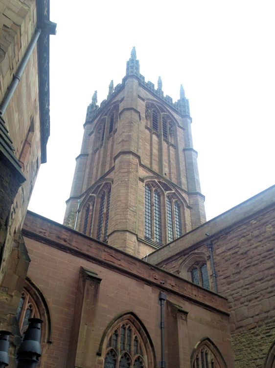 The soaring tower of St. Laurence's church, Ludlow