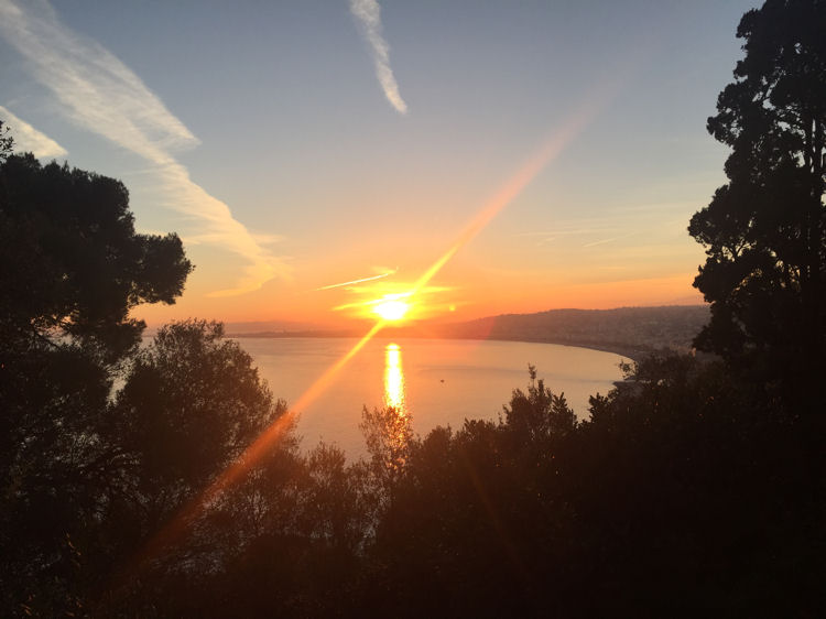 Sunset over the French Riviera from Parc de la Colline du Château, Nice