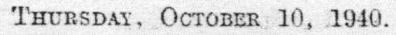 Newspaper date: 10 October 1940