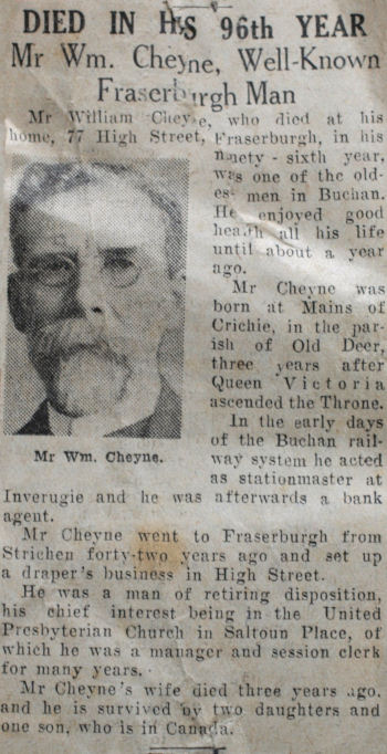 William Cheyne's Obituary William Cheyne's Obituary