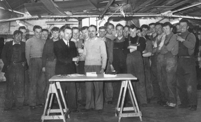 A presentation in the lofting shed at Herd & MacKenzie