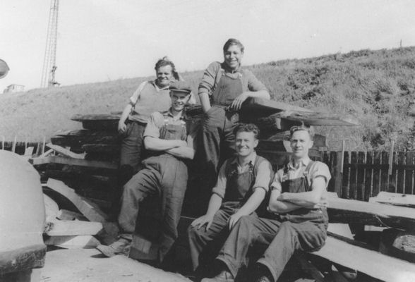 William and colleagues in the timber yard at Herd & MacKenzie