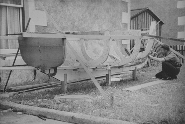 Another boat frame under construction in the back yard of 28 Seafield Street, this time for a dinghy Another boat frame under construction in the back yard of 28 Seafield Street, this time for a dinghy