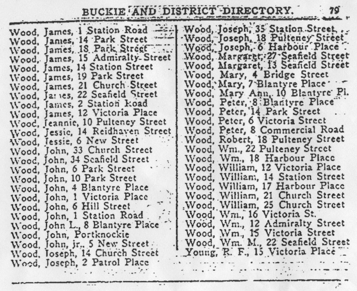 Buckie and District Directory 1926, page 79, Portknockie A-Z