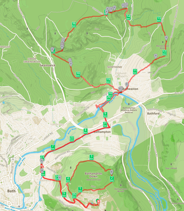 Bath Running Festival Long Half Marathon route