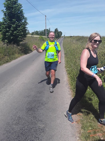 Tahni and Neil after 19k, near Blagdon