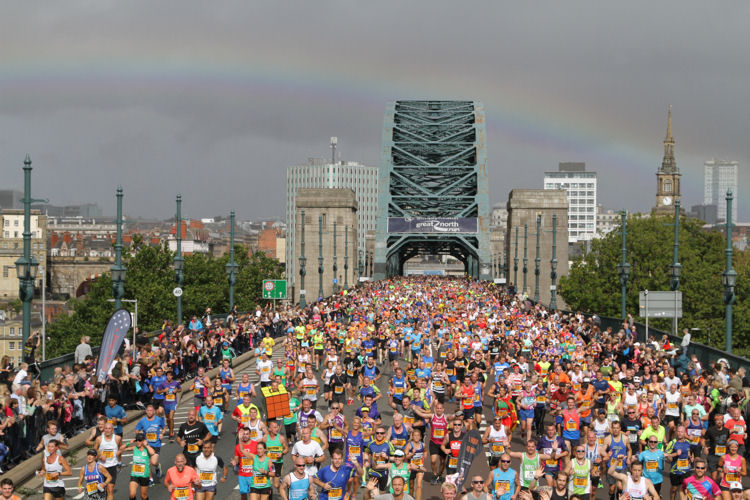 The Tyne Bridge and rainbow