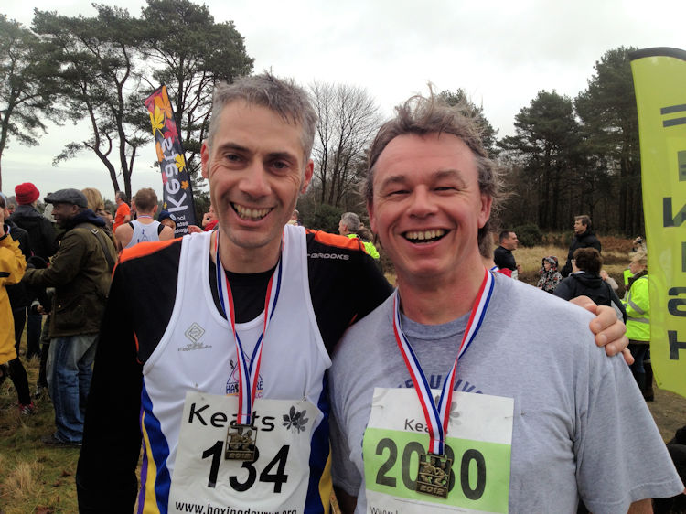 Dan and Neil with Hindhead Boxing Day Fun Run medals