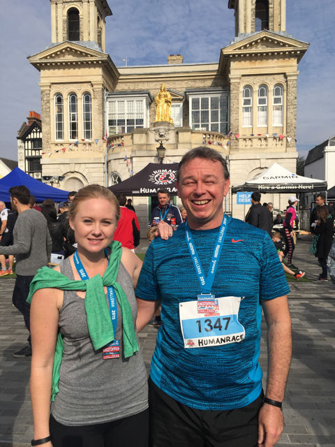 Tahni and Neil with Garmin Kingston 16 mile Run Challenge medals