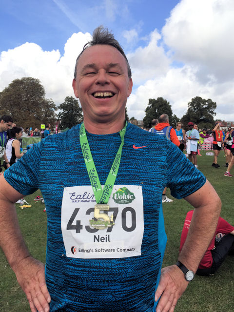 Neil after finishing the Ealing Half Marathon