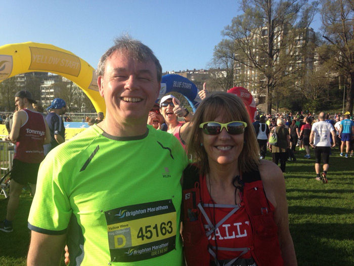 Neil and Sally before entering their corrals for the start of the race