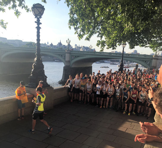 First leg runners lined up ready to start