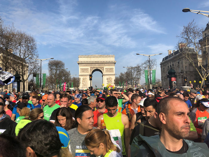 Gathering in the Rose pen, not far from the Arc de Triomphe