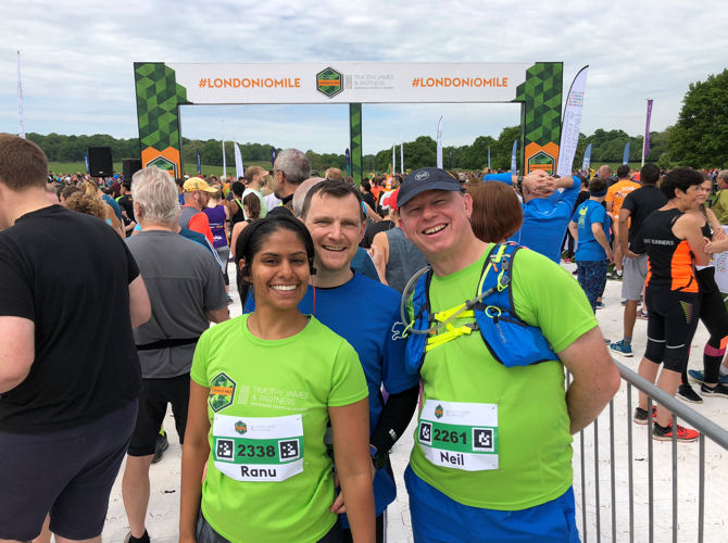 Ranu, Ronan and Neil before the start of the London 10 Mile
