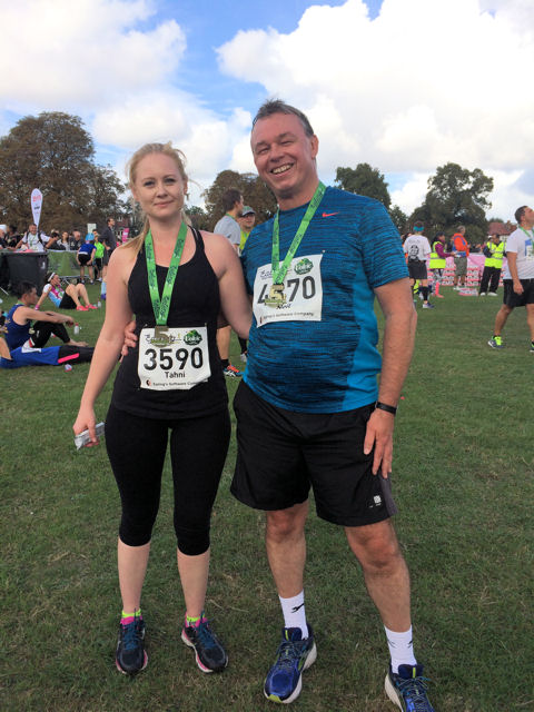 Tahni and Neil after finishing the Ealing Half Marathon