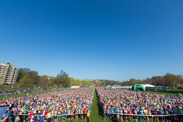 Approximately 12,000 runners in their corrals